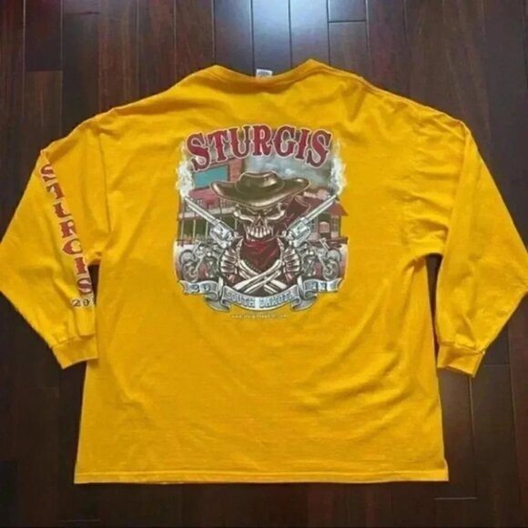 Sturgis 2011 South Dakota Motorcycle Rally Long Sleeve T-Shirt Yellow 3XL - Picture 15 of 16